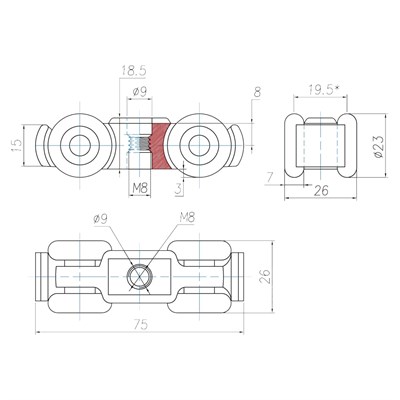 Комплект роликов для раздвижных дверей (B-104) - фото 20824