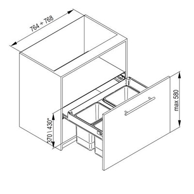 Система выкатных ведер REJS MAXIMA корпус 80 (Глубокий ящик) - фото 22216