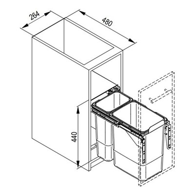 Мусорное ведро JC603 корпус 30 (Крепление к фасаду) - фото 22226