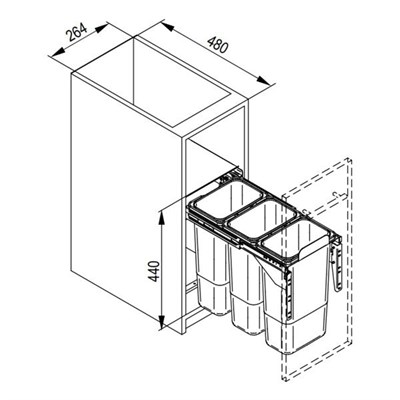 Мусорное ведро JC604 корпус 30 (Крепление к фасаду) - фото 22231