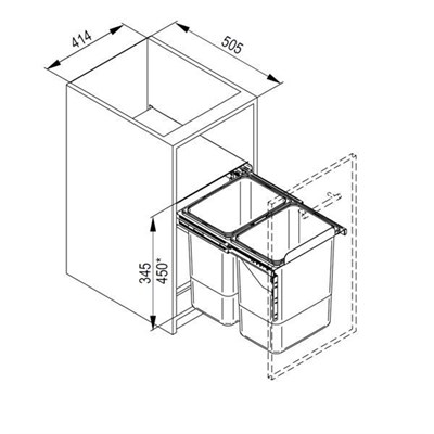 Мусорное ведро JC607 корпус 45 (Крепление к фасаду) - фото 22246
