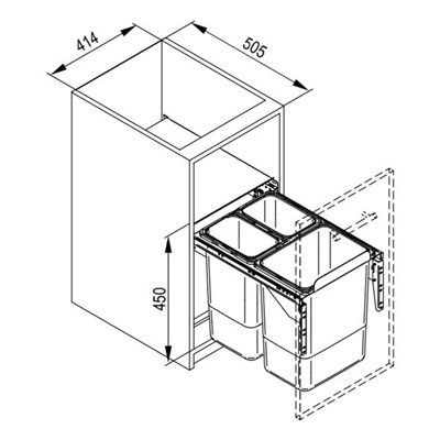 Мусорное ведро JC606 корпус 45 (Крепление к фасаду) - фото 22251