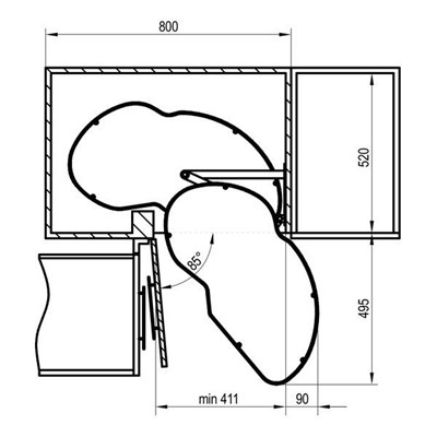 Корзина в угловой шкаф схема