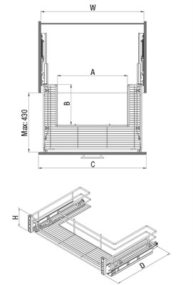 Корзина под мойку STARAX с креплением фасада - фото 22329