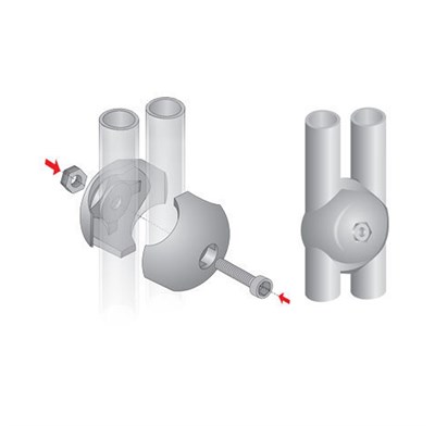 Держатель для двух труб D25 - фото 22384