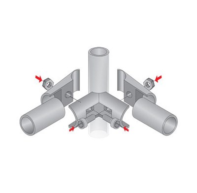 Двойной угловой держатель для трубы D25 - фото 22388