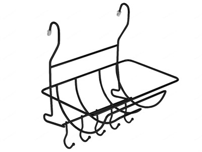 Полка на рейлинг с крючками черный