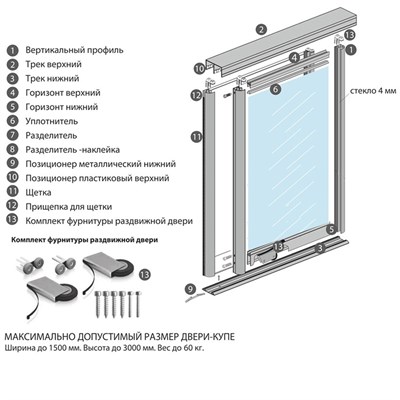 Направляющие для шкафа купе (Комплект верхние, нижние) - фото 25818