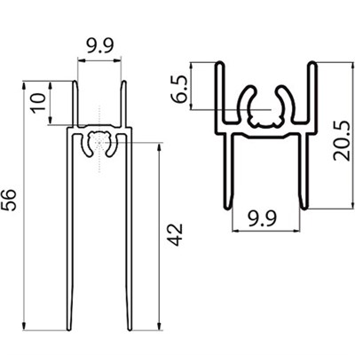 Нижний профиль для шкафа купе (Горизонт нижний) - фото 25851