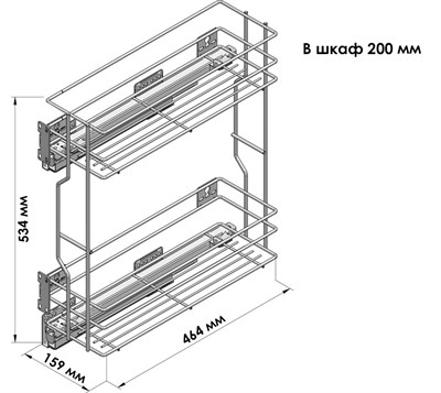 Бутылочница для кухни 200 мм с доводчиком Rejs - фото 25966